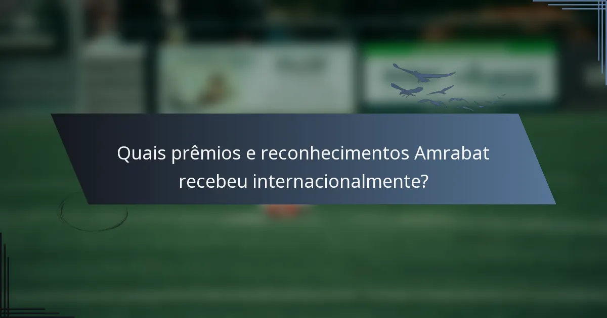 Quais prêmios e reconhecimentos Amrabat recebeu internacionalmente?